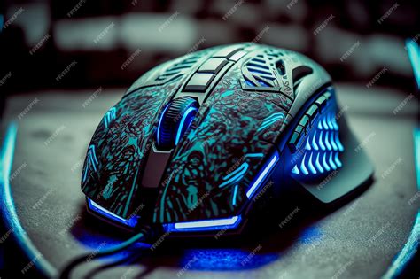 Premium Photo | Cool blue gaming mouse digital illustration ai