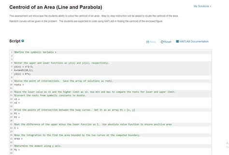 Solved Centroid Of An Area Line And Parabola My Solutions Chegg