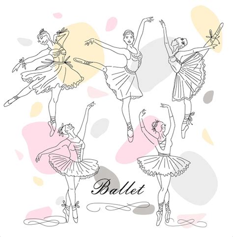 Conjunto De Bailarina De Ballet De Mujer De Dibujo De L Nea Continua En