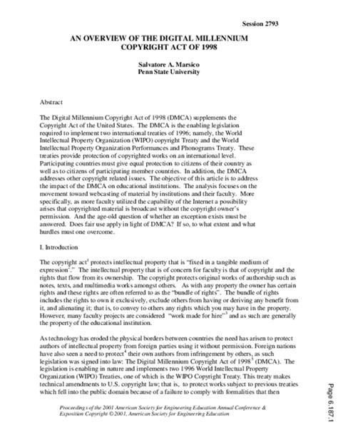 Pdf An Overview Of The Digital Millennium Copyright Act Of 1998