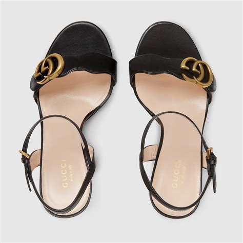 Leather Sandal In Black Leather Gucci Womens Sandals