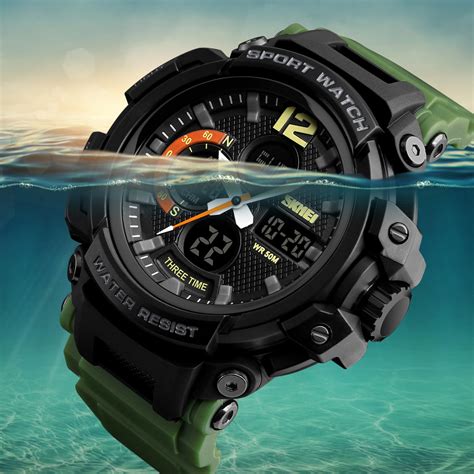 SKMEI Men S Triple Time Display Military Rugged Sports Watch Analog