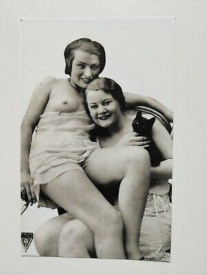 French Nude Women Lesbians Lovely Figure Old S Photo Postcard