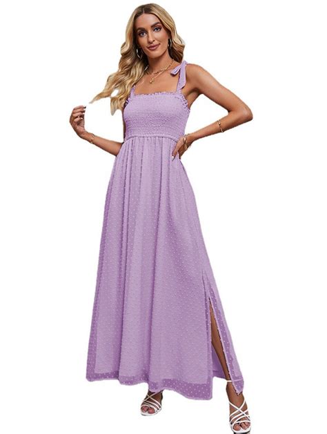 New Sexy Split Solid Jacquard Slip Maxi Dress