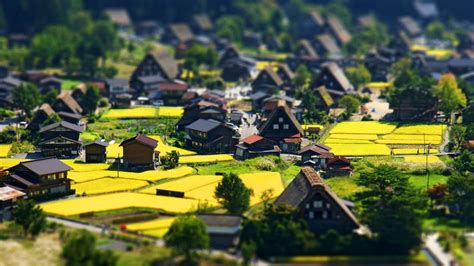 Village Town Landscape Nature Bright Spring Tilt Shift Japan ...