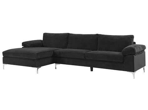 New Ronni Sectional Sofa with Left Chaise Velvet Black - Sofas ...