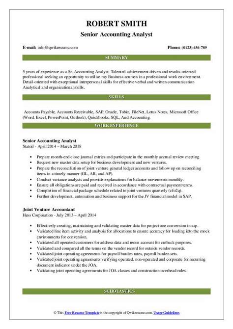 Accounting Analyst Resume Sample