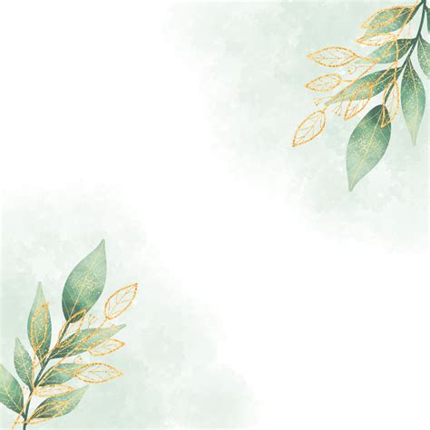 Leaves Wedding Invitation White Transparent Floral Green Gold Leaves