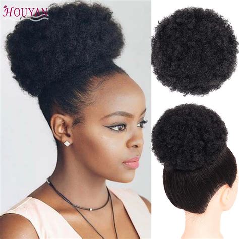 HOUYAN Wrap Drawstring Puff Ponytail African American Afro Short Kinky