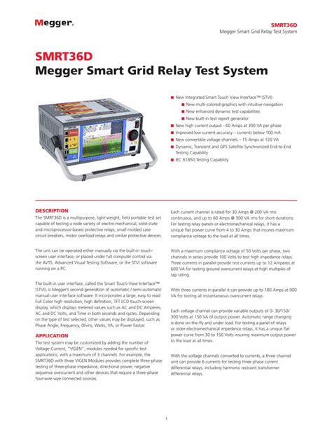 Pdf Smrt D Megger Smart Grid Relay Test System Microsoft Megger