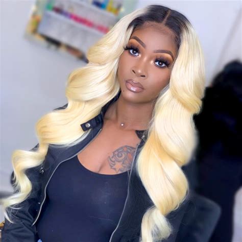 613 Wig With Dark Roots 1b 613 Straight Blonde Ombre Wigs Wiggins Hair