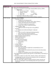 OB FINAL SG Pdf NSG 309 MATERNITY FINAL EXAM STUDY GUIDE Antepartum