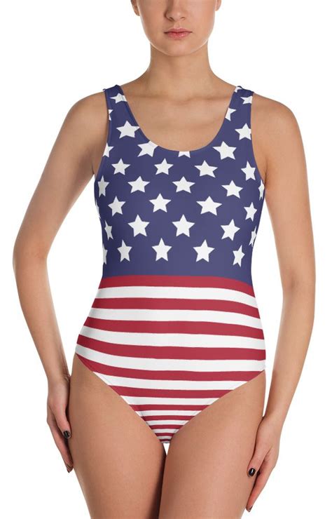 American Flag One Piece 4th Of July Bathing Suit Designed By Squeaky