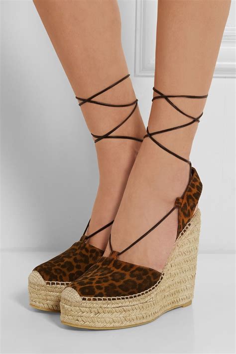 Saint Laurent Leopard Print Suede Wedge Espadrilles Net A Porter