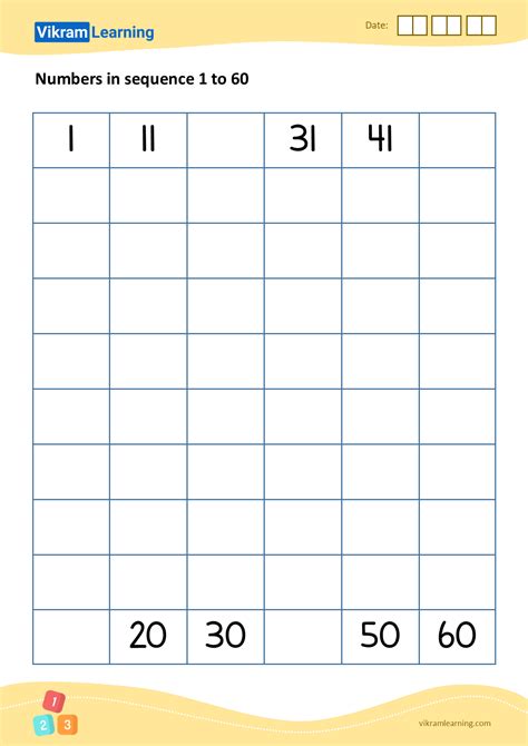 Download Numbers In Sequence 1 To 60 Worksheets For Free