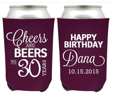 Birthday Can Coolers Cheers And Beers To 30 Years Birthday Etsy