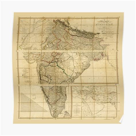 Map Of India Hindostan From Poster For Sale By Allhistory