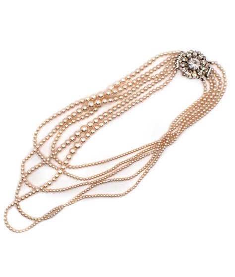 Champagne Faux Pearl Multi Strand Necklace Gadelles Vintage