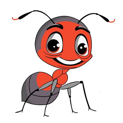 Cute Ant Cartoon Character Illustration Of Funny Ant Isolated On White