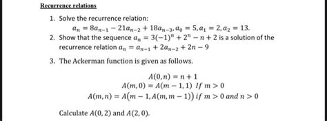 Solved Recurrence Relations 1 Solve The Recurrence