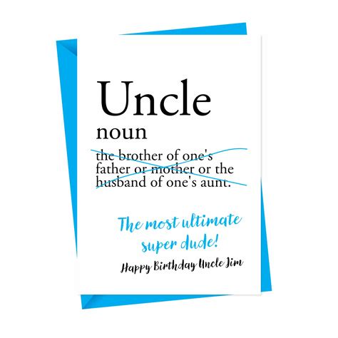 Dictionary Uncle Personalised Birthday Card A Is For Alphabet