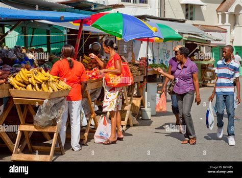 Outdoor street market in Bridgetown, Barbados, West Indies Stock Photo ...