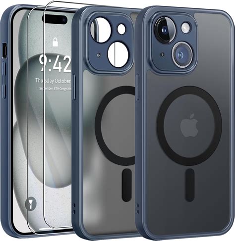 FLLAO Magnétique Coque pour iPhone 15 avec 2 Verre Trempé Compatible