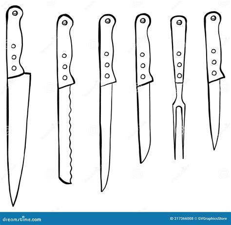 Conjunto De Cuchillos Dibujados A Mano Ilustraciones De Vectores 7872