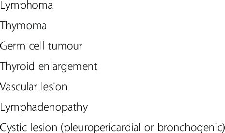 Differential diagnosis of a mediastinal mass | Download Table