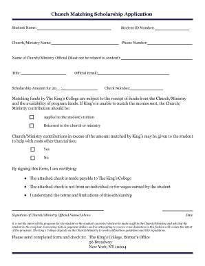 Fillable Online Tkc Church Matching Scholarship Program Fax Email Print