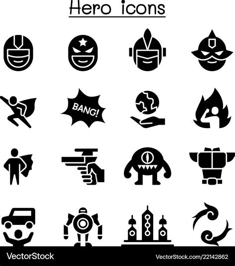 Hero icon set Royalty Free Vector Image - VectorStock