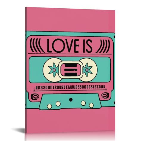 Nawypu Vintage Love Is A Mixtape Canvas Wall Art Print Retro Audio Cassette Tapes Canvas