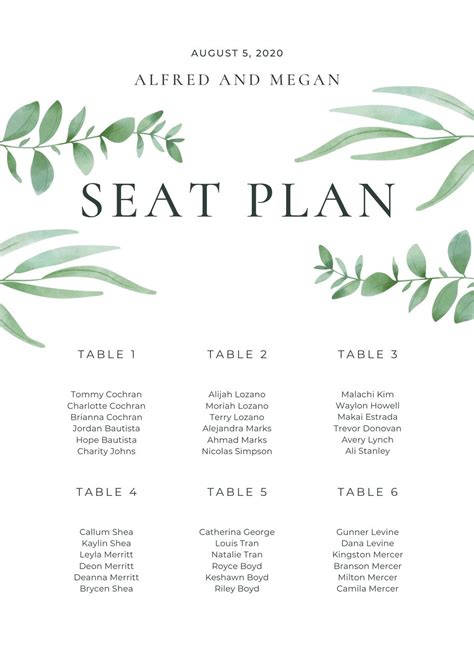 Free Online Wedding Seating Chart Maker Canva