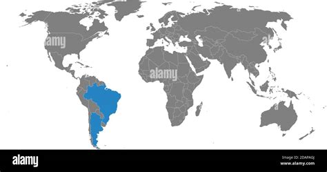 Argentina, brazil countries isolated on world map. Gray background ...