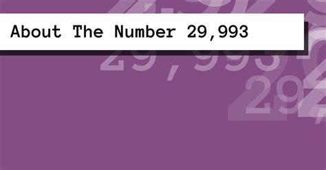 About The Number 29,993