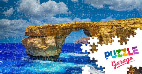 Klippemotivet Azure Window på øen Gozo Jigsaw Puslespil Lande Malta