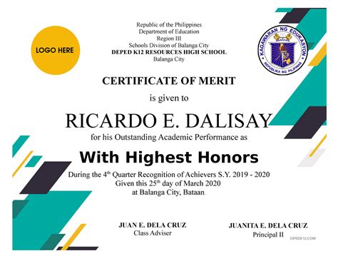 Award Certificates By Depedk 12 Republic Of The Philippines