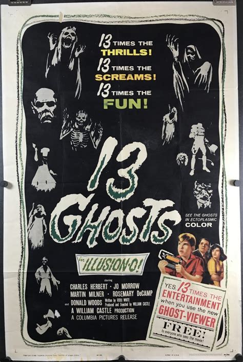 13 GHOSTS Original William Castle Horror Movie Poster with Ghost Viewer ...