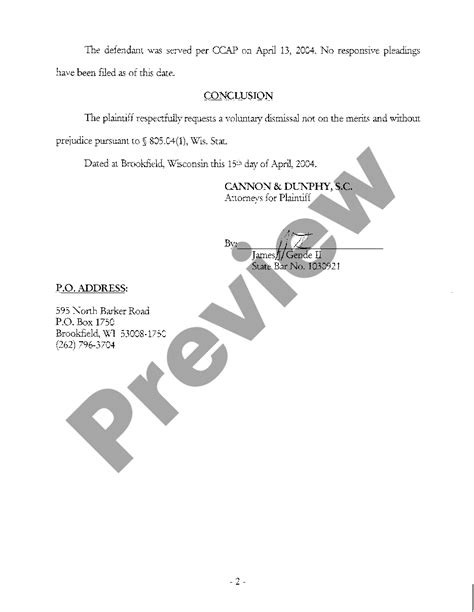 Wisconsin Notice Of Voluntary Dismissal Wisconsin Motion To Dismiss