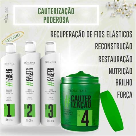 Kit Tróia Hair Cosmetics Cauterização Quarteto Beleza na Web