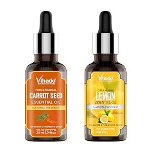 Vihado Carrot Seed Lemon Oil Combo For Skin Face Hair 15ml Pack