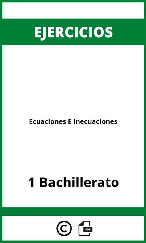 Ejercicios De Ecuaciones E Inecuaciones 1 Bachillerato PDF