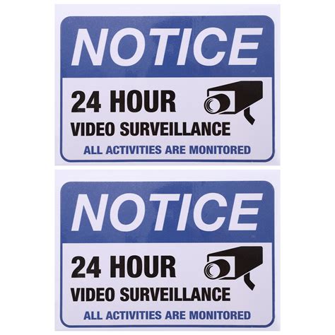 2pcs Monitored Warning Stickers Video Surveillance Sticker Security