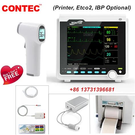 CONTEC Portable 6 Parameter 8 Vital Signs Patient Monitor ECG NIBP RESP