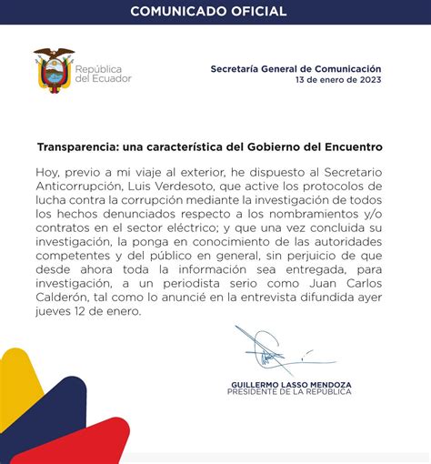 Guillermo Lasso On Twitter Transparencia Una Característica Del Gobierno Del Encuentro