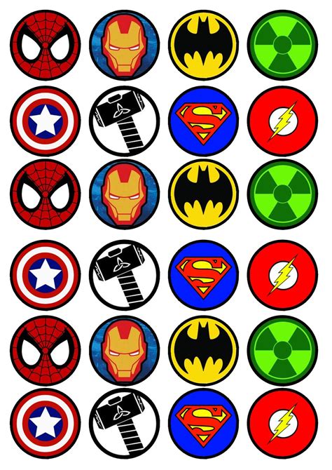 Buy 24 Superhero PRECUT Edible Cupcake Toppers Wafer Card Disc Cake