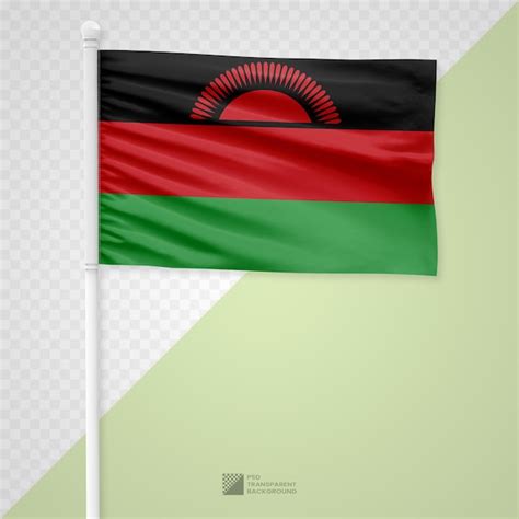 Premium Psd Waving The Malawi Flag On A White Metal Pole Isolated On