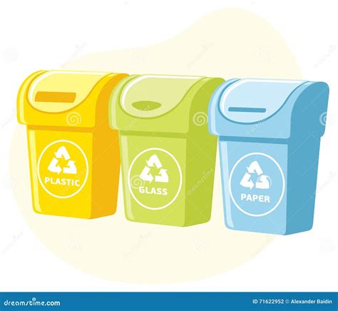 Diferentes Coloridos Reciclam Os Escaninhos Waste Ilustração do Vetor