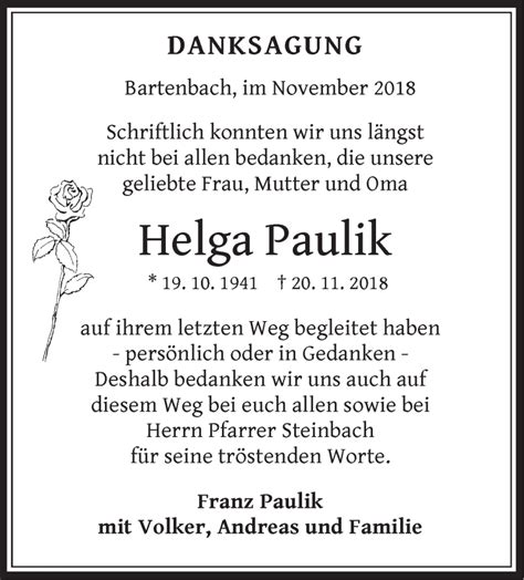 Traueranzeigen von Helga Paulik Südwest Presse Trauer