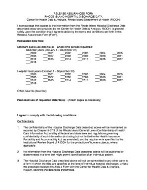 Fillable Online Health Ri Hospital Discharge Data Pdf Ri Department